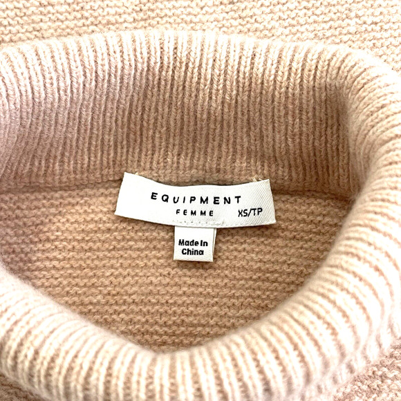 Equipment Chandler Soft Wool Blend Turtleneck Sweater XS Peach Neutral Fall - Picture 7 of 10